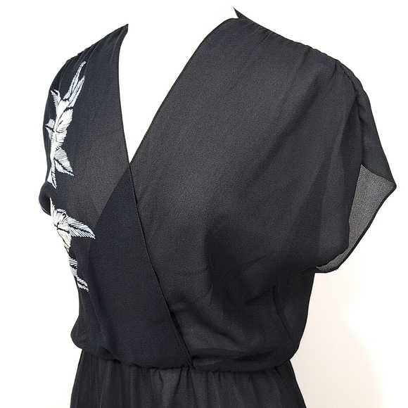 Vintage Billy Jack For Her sheer midi dress W sparkly floral design. Medium. - Picture 8 of 12
